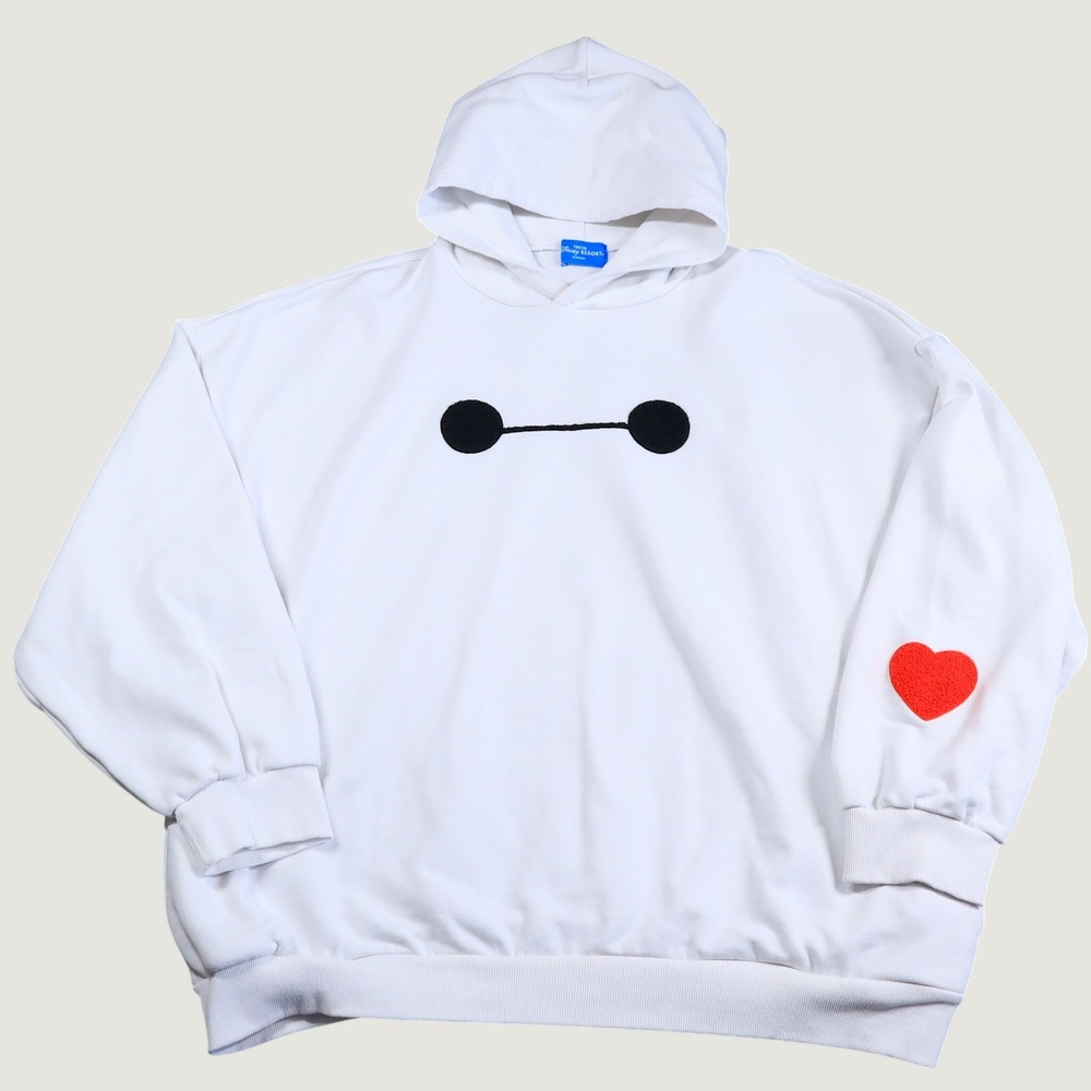 Tokyo Disney Resort Baymax Hoodie White Big Hero 6 Heart Patch Japan Exclusive L